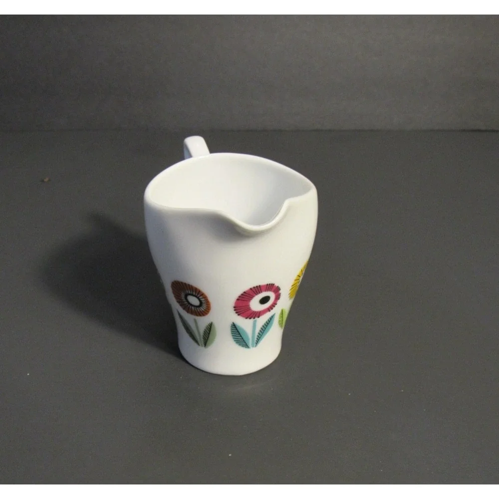 Upsala Ekeby Karlskrona Creamer Sweden Mid Century Modern Floral Ceramic MCM